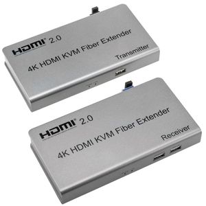 Extensor KVM de 4K HDMI 2.0 USB a través de fibra óptica LC 10 Km emisor y receptor