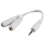 Cable adaptador Lanberg AD-0024-W minijack 3.5mm macho 3 pines a 2x minijack 3.5mm de 3 pines hembra 10cm blanco - TW20100 - 02
