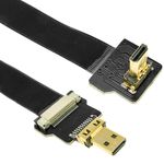 Cable vídeo HDMI plano FPV 50 cm micro D-macho a micro D-macho con ángulo - HG08900 - 01