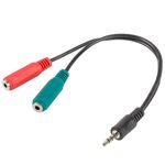 Adaptador Lanberg minijack 3.5mm macho 4 pines a 2x minijack 3.5mm de 3 pines hembra 20cm negro - TW20000 - 02