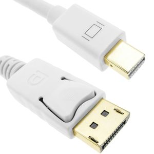 Cable Mini Displayport a Displayport 2K 4K 1080p FullHD para audio y vídeo digital 2m blanco