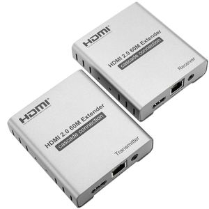 Extensor HDMI 2.0 con infrarrojos prolongador 60m 4k FullHD 1080p a través de cable ethernet Cat.5e Cat.6