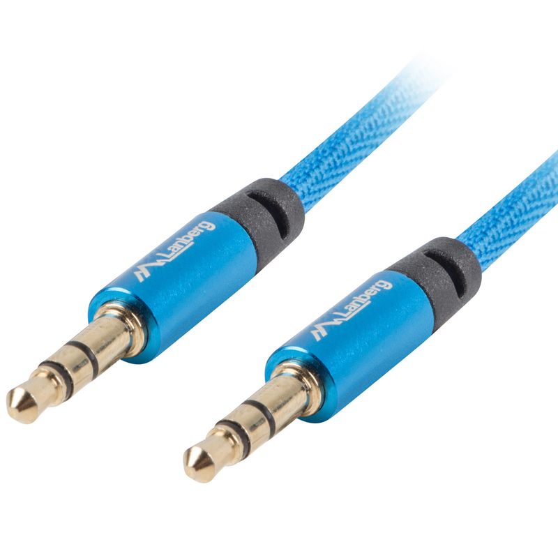 Cable estéreo de 1 m de Lanberg con un conector macho Jack 3.5 mm a conector macho Jack 3.5 mm - VC11100 - 01