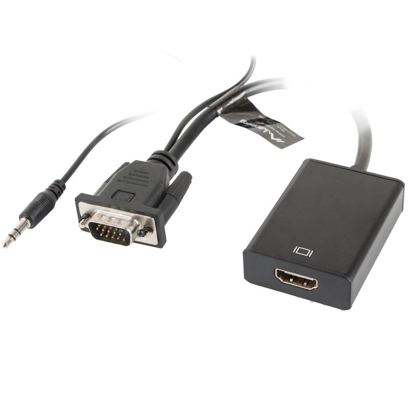 Adaptador de Lanberg VGA macho con mini Jack macho a HDMI-A hembra 20 cm - HC14300 - 01