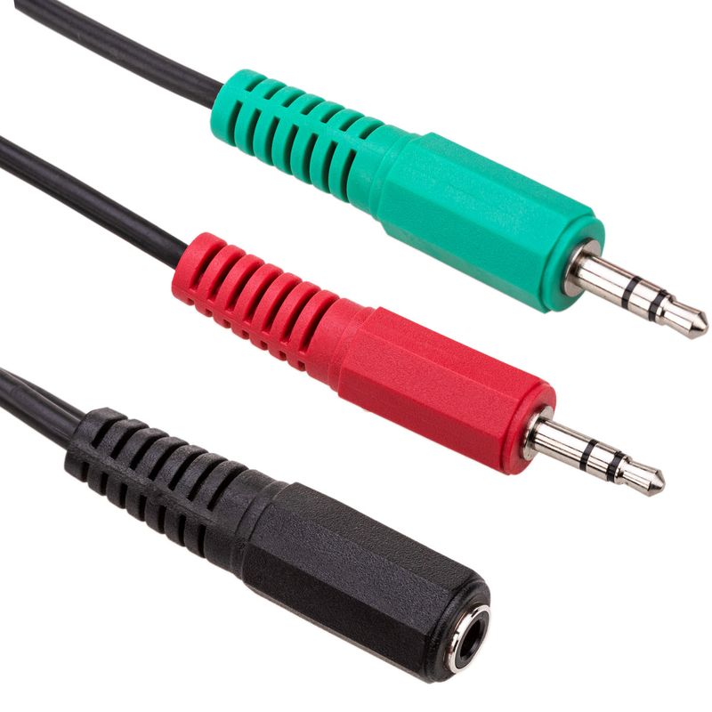 Adaptador de audio OMTP para auricular y micrófono Minijack 3.5mm Hembra a 2x Minijack 3.5mm Macho - AW01300 - 01