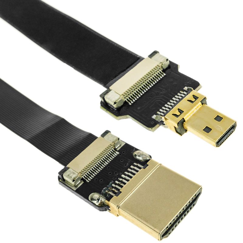 Cable vídeo HDMI plano FPV 20 cm A-macho a micro D-macho - HG08400 - 01