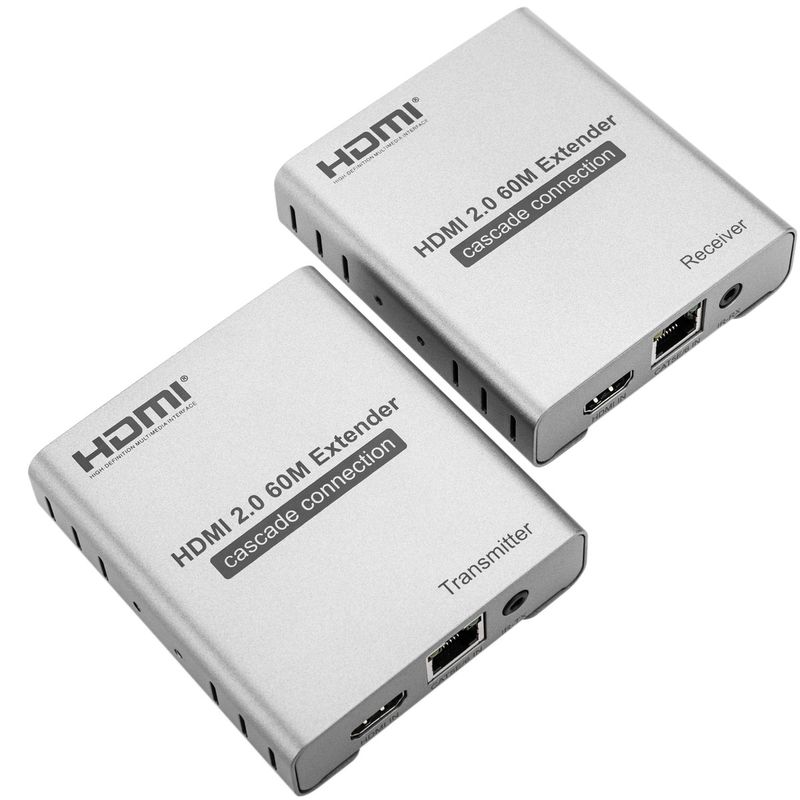 Extensor HDMI 2.0 con infrarrojos prolongador 60m 4k FullHD 1080p a través de cable ethernet Cat.5e Cat.6 - HB06100 - 01