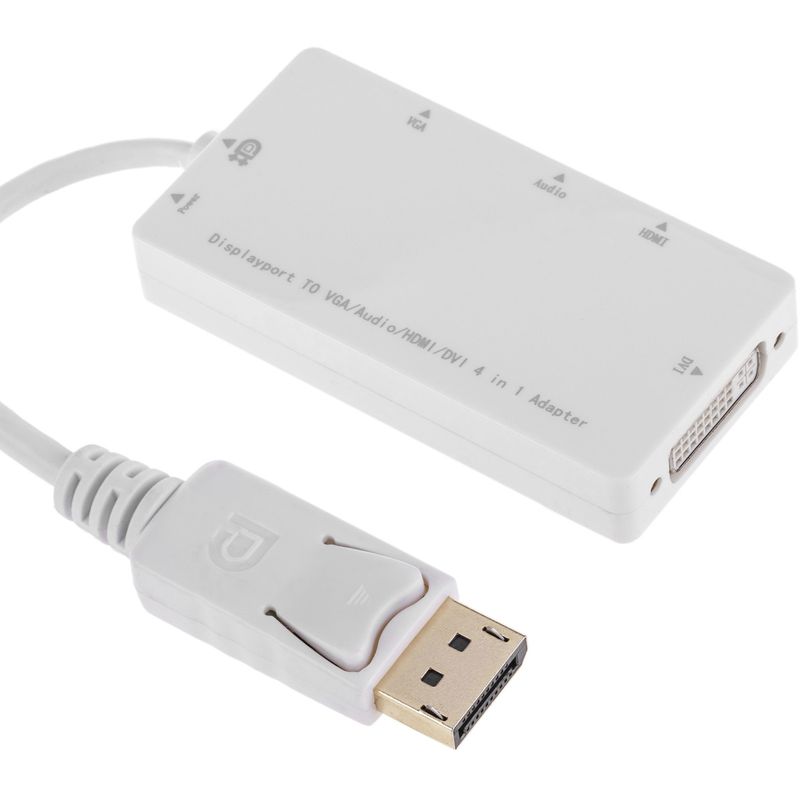 Adaptador de DisplayPort a VGA audio HDMI DVI blanco - YP04000 - 01
