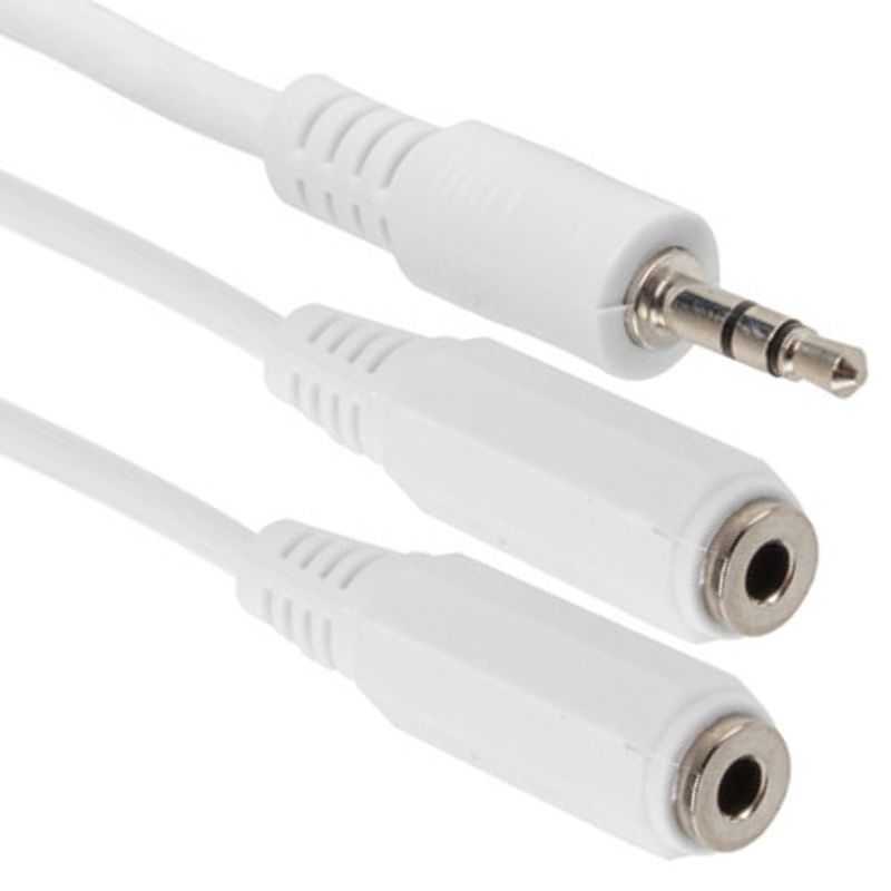 Cable adaptador Lanberg AD-0024-W minijack 3.5mm macho 3 pines a 2x minijack 3.5mm de 3 pines hembra 10cm blanco - TW20100 - 01