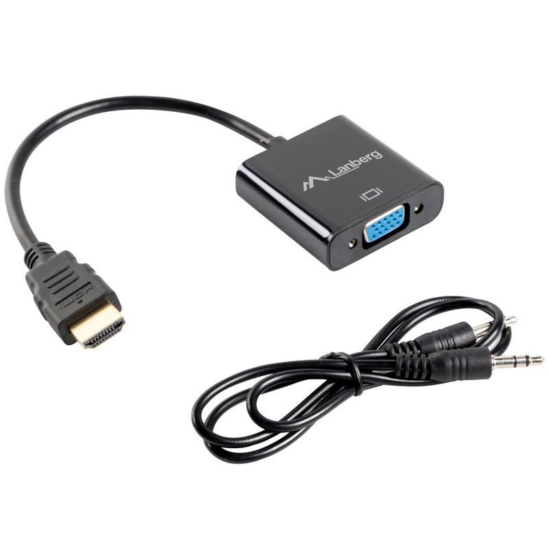 Adaptador de Lanberg HDMI macho a VGA hembra con mini Jack hembra 20 cm - HC15200 - 01